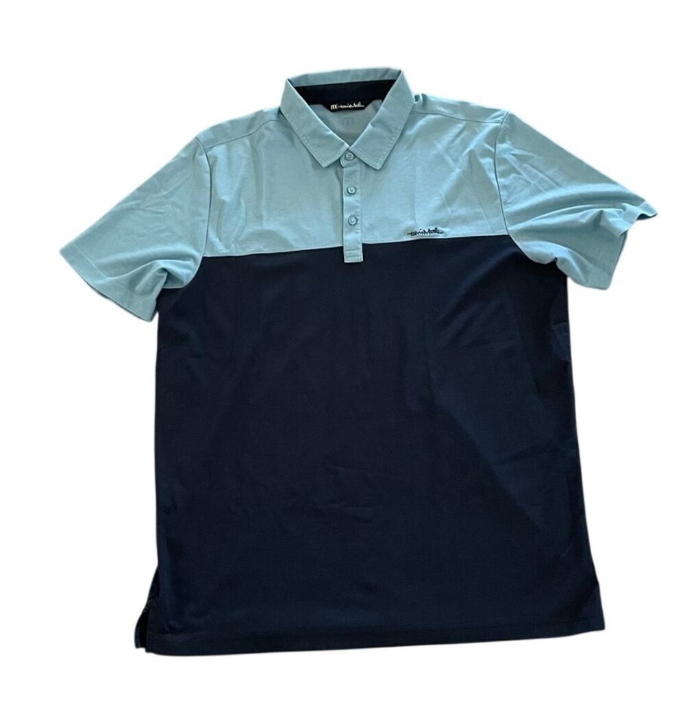 Travis Mathew Taxiway Polo Colorblock Navy light Blue Golf Performance Classic